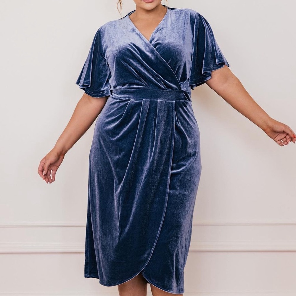 Jessakae‎ Northward Dress Velvet Sz 1XL Blue
